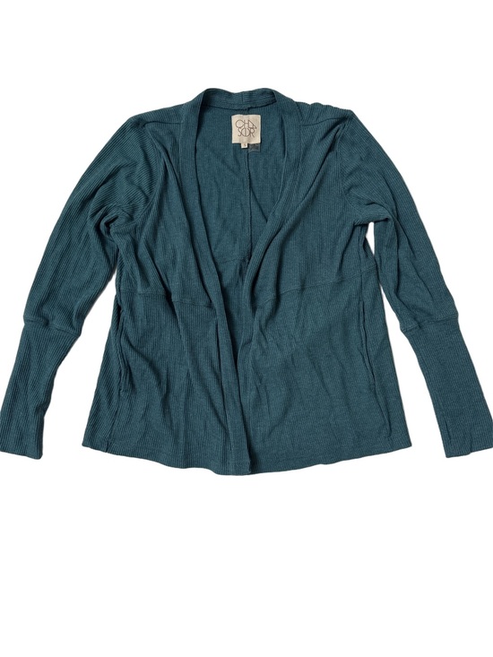 Chaser Sweaters - Chaser teal ribbed knit open-front cardigan